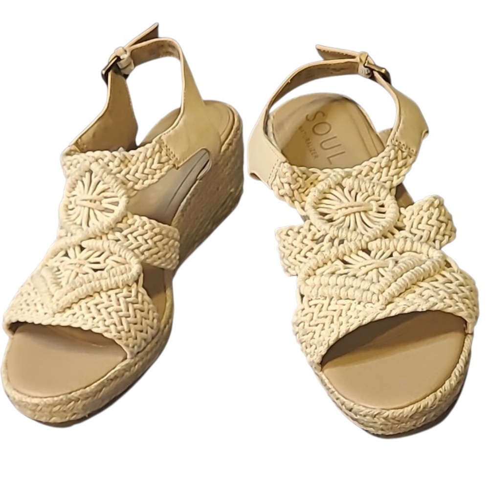 Natural Cream Woven Platform Sandals for Women - Picture 6 of 10